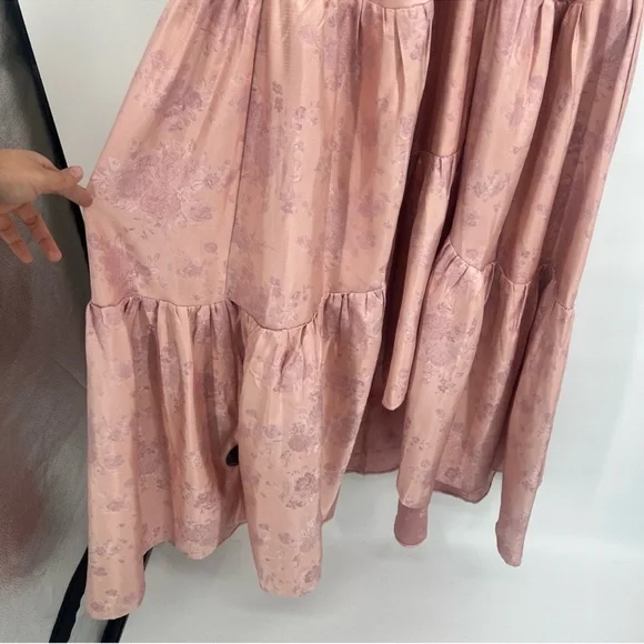 V. Chapman Emma Puff Sleeve Maxi Dress Gown in Light Pink Windsor Brocade 12 NWT - Picture 4 of 12